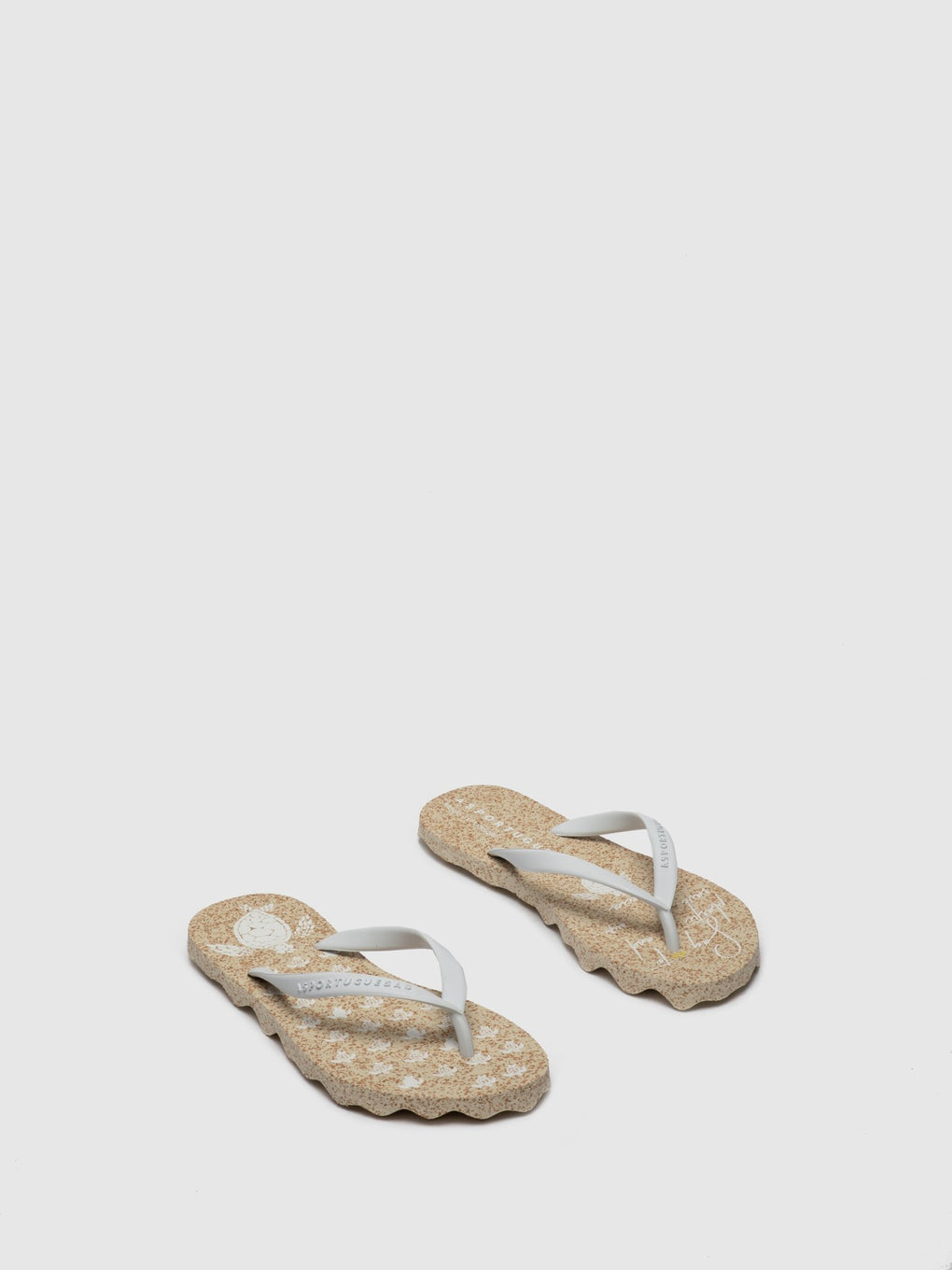 Beach Flip-Flops TURTLE White Rubber Strap