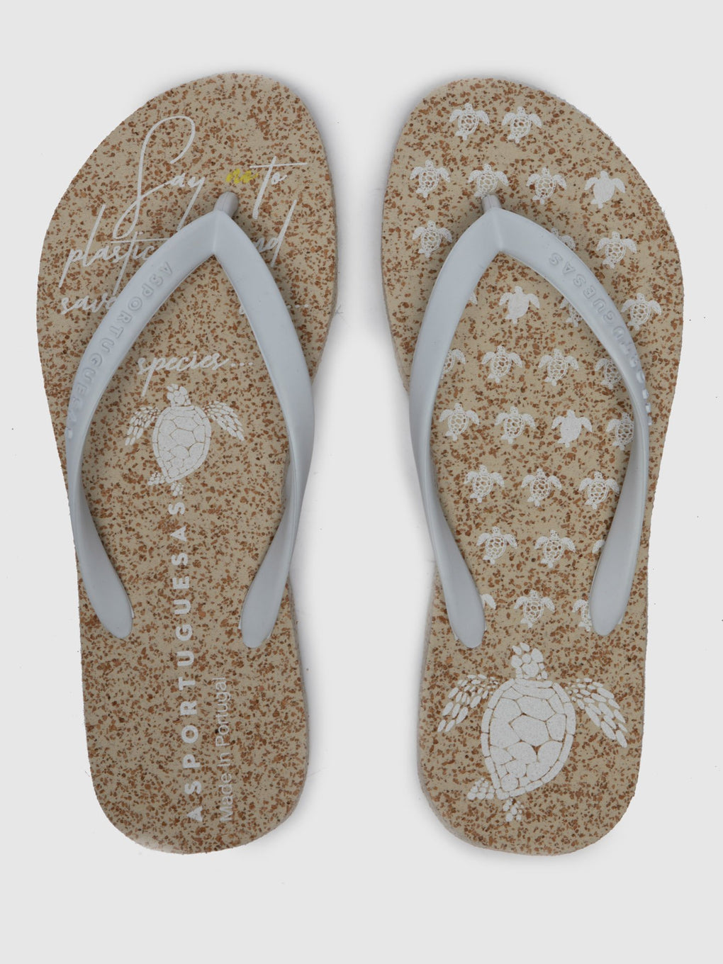 Beach Flip-Flops TURTLE White Rubber Strap
