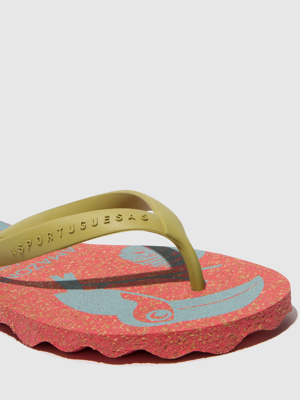 Beach Flip-Flops AMAZONIA Red & Mlt. Gold strap