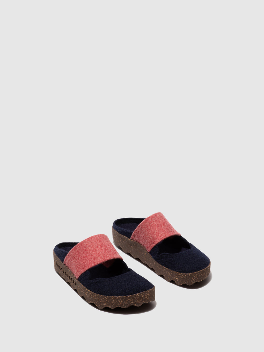 Round Toe Mules CANU NAVY/RED