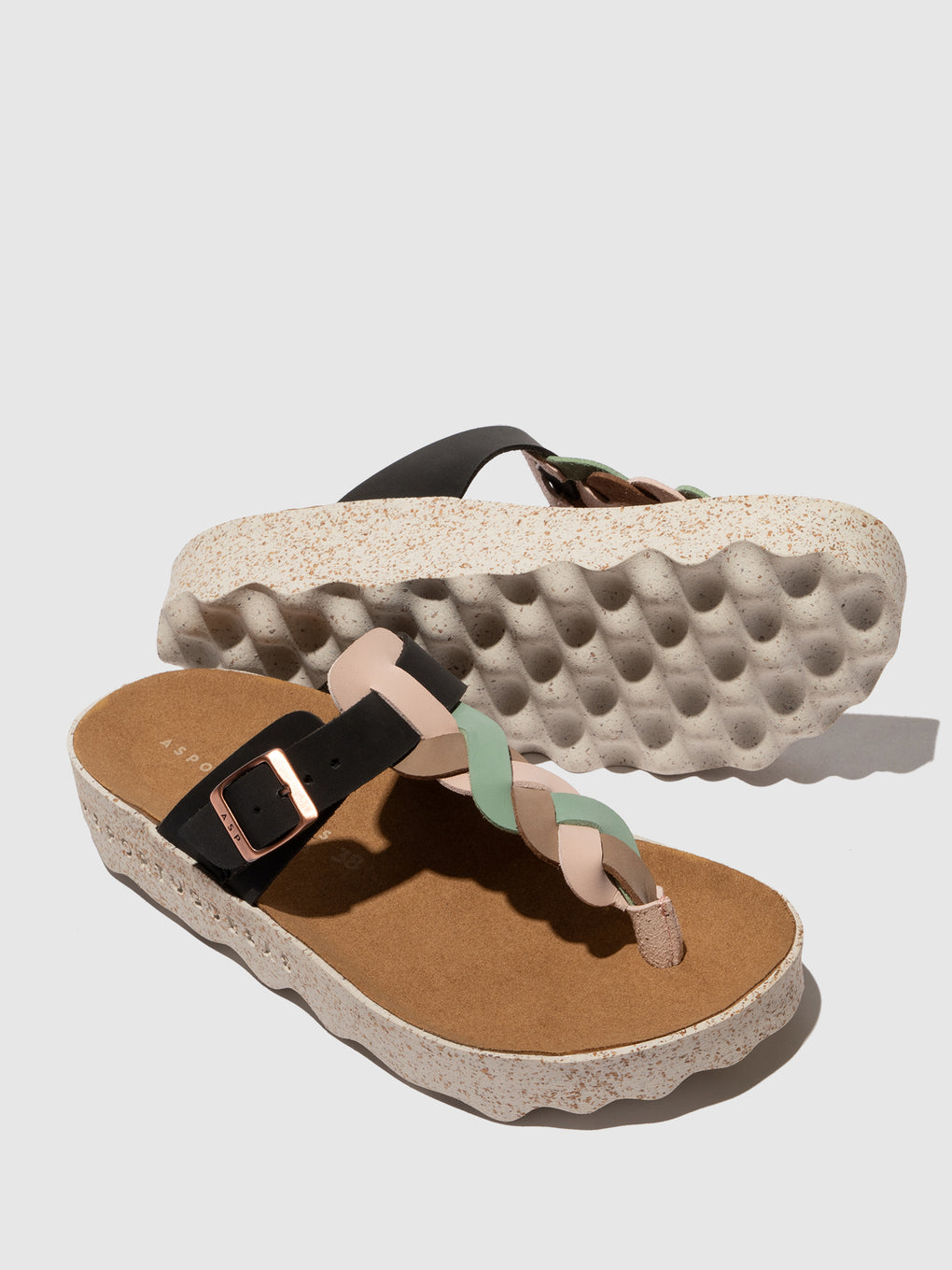 Buckle Sandals CARDI MULTI BLACK - ASPORTUGUESAS