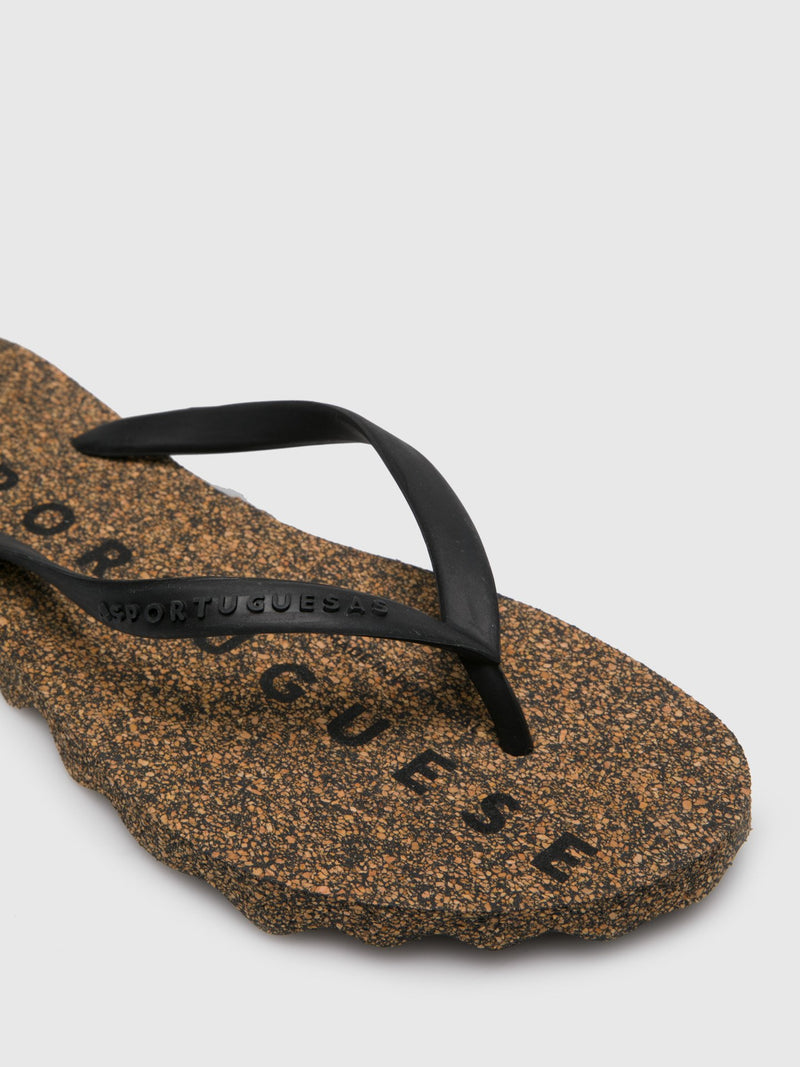 Asportuguesas Cork Flip Flops with Black Silicone Straps Sustainable Brand Beach Flip-Flops BASE Black & black strap – ASPORTUGUESAS main image 2
