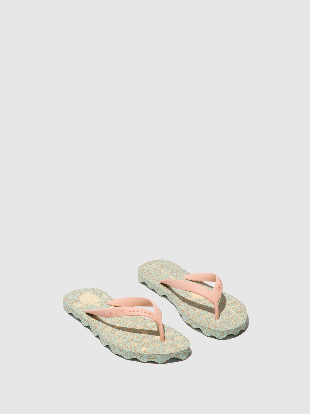 Beach Flip-Flops TURTLE Mint & pink strap