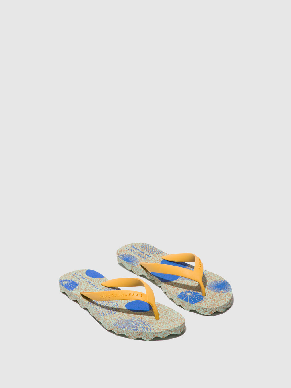 Beach Flip-Flops CORALS Mint & yellow strap