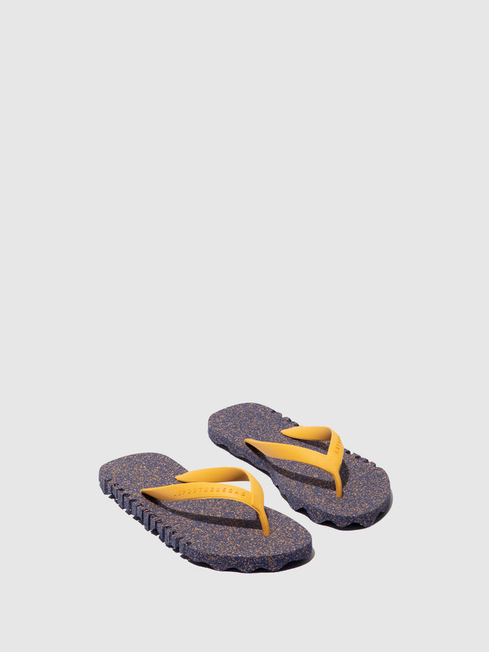 asportuguesas Beach Flip-Flops BUMPY Blue & yellow strap